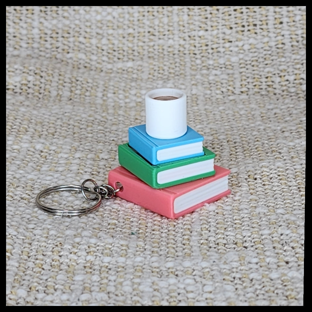 Book Stack w/Mug Clicker Keyring