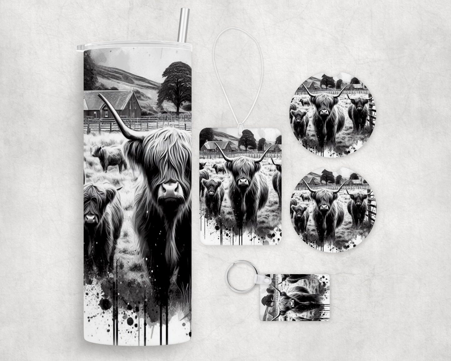 Highland Cow B&W